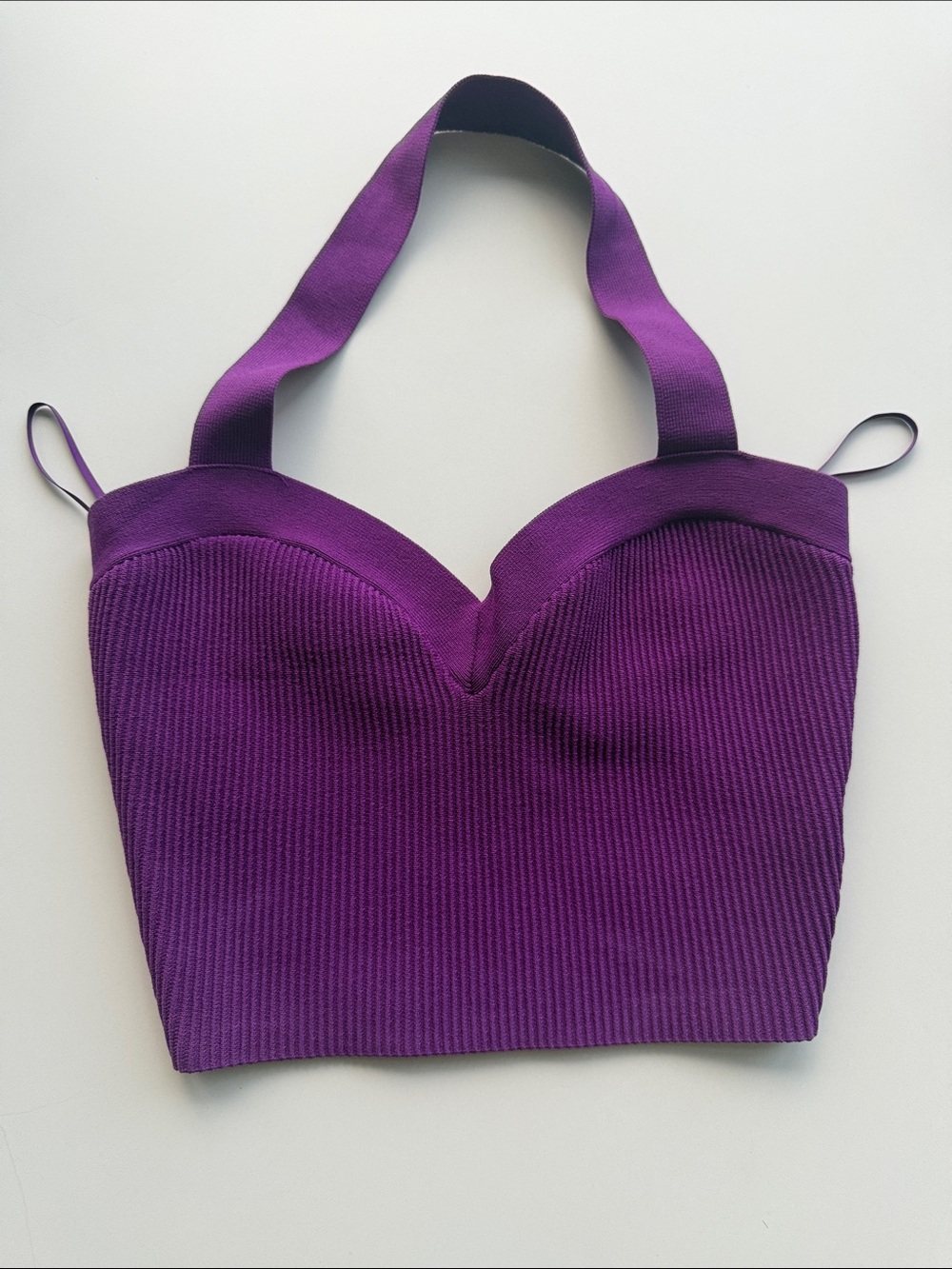 Aritzia Purple Ribbed Sweetheart Crop Top